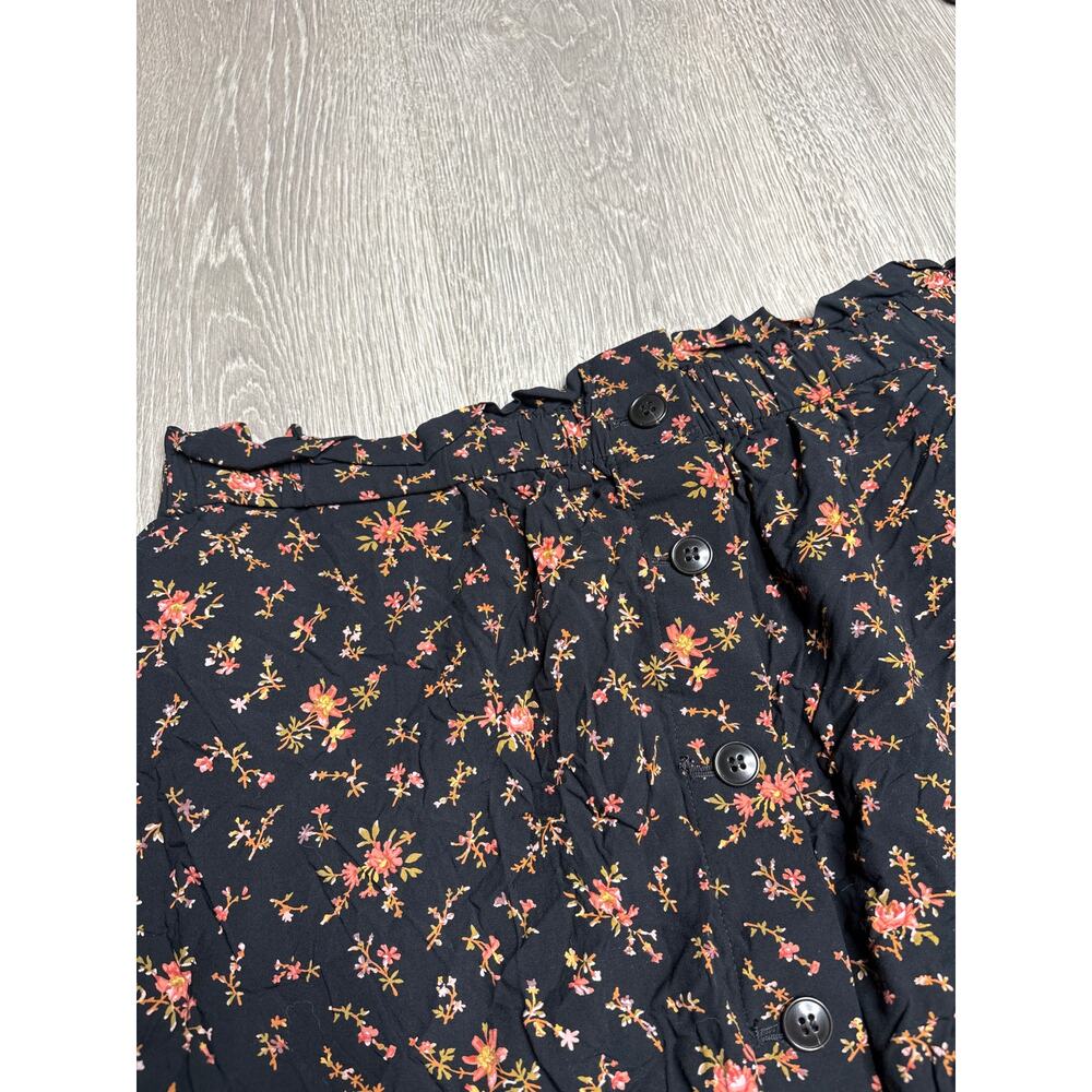 Madewell Floral Paperbag Button Up Mini Skirt XL Black Cottagecore - Picture 3 of 5